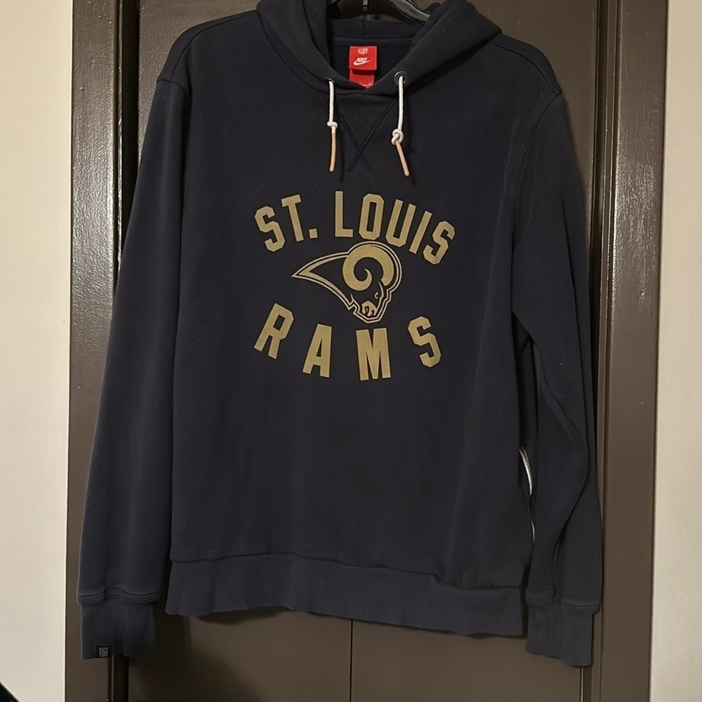 NIKE NFL STL Rams Zip Pocket Navy Hoodie Men's Size XL